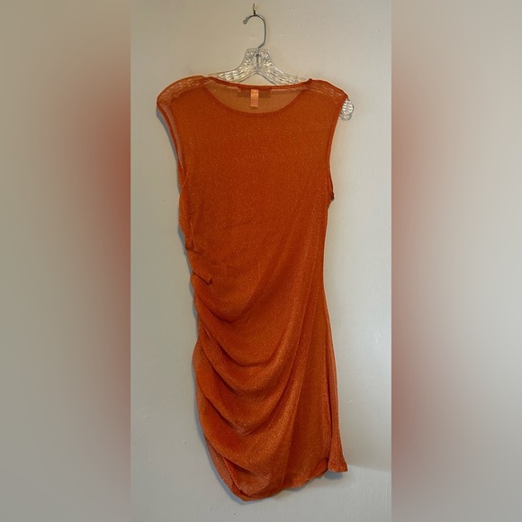 Hutch Alix Sheer Mesh Cover Up Mini Dress Cantaloupe Orange Size Large NWT - Picture 5 of 5